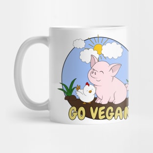 Go Vegan Cute Pig And Chicken Mug